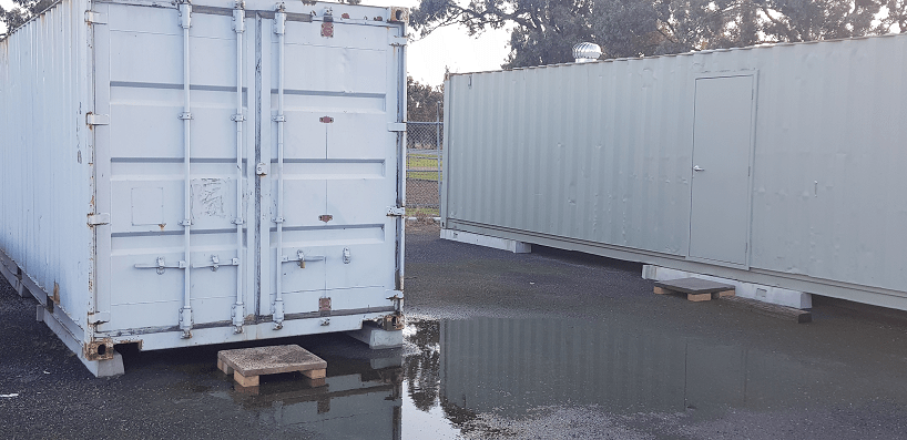 Shows the 2 shipping containers used by Yarriambiack Shire Council to store records.